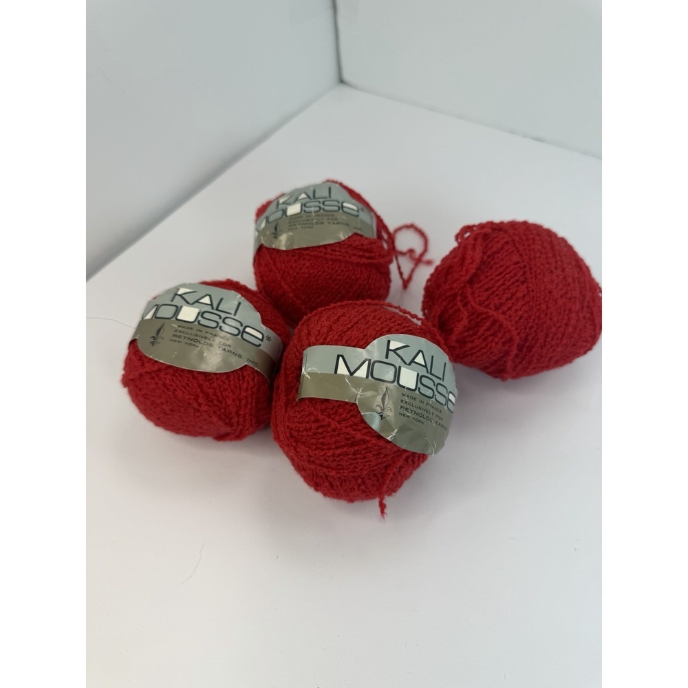 Kali Mousse by REYNOLDS 100% Wool Yarn Lot Of 4 Red